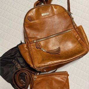 Lily Jade Tan Leather Backpack with Tassel Accent